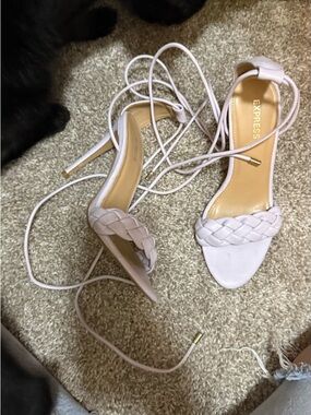 Express Lavender Braided Lace-Up Stiletto Sandals